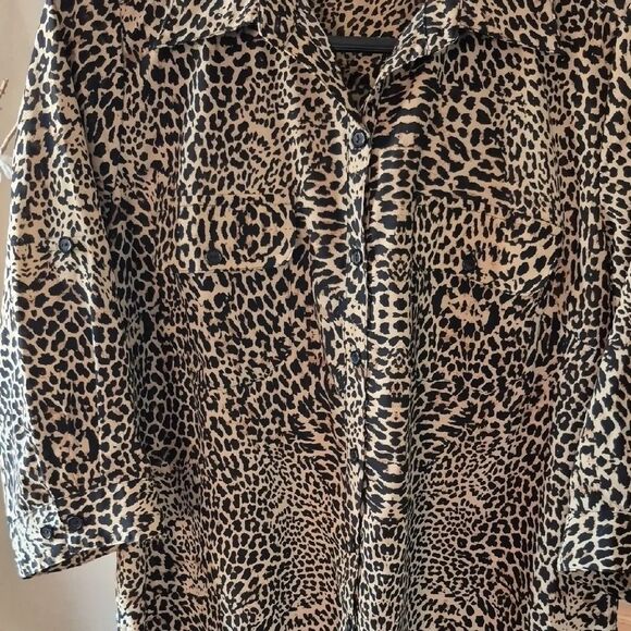 Leopard Print Button Down Blouse - Picture 5 of 9